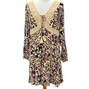 Torrid  Floral Gauze Crochet Lace-Up Skater Dress Bell Sleeves- Size 3X